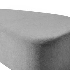 Cheese-Shaped Ottoman in Gray Cotton Chenille with Black Plastic Legs