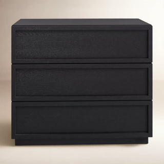 Chest of Drawers, 3 Drawers, Solid Wood and MDF, Black