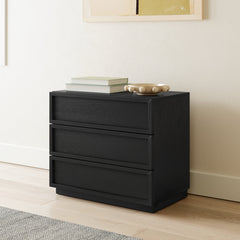 Chest of Drawers, 3 Drawers, Solid Wood and MDF, Black