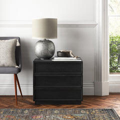 Chest of Drawers, 3 Drawers, Solid Wood and MDF, Black