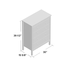 Chest of Drawers, 4 Drawers, Pine and MDF, Gray, Wood Handles