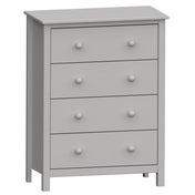 Chest of Drawers, 4 Drawers, Pine and MDF, Gray, Wood Handles