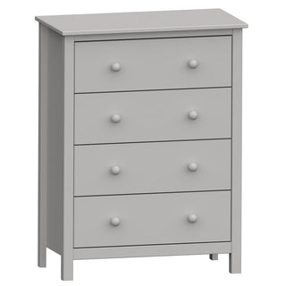 Chest of Drawers, 4 Drawers, Pine and MDF, Gray, Wood Handles