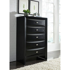 Chest of Drawers, 5-Drawer, Solid and Manufactured Wood, Metal Knobs
