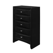 Chest of Drawers, 5-Drawer, Solid and Manufactured Wood, Metal Knobs