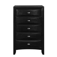 Chest of Drawers, 5-Drawer, Solid and Manufactured Wood, Metal Knobs