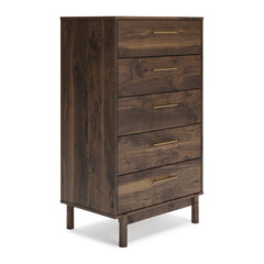 Chest of Drawers, 5 Drawers, Replicated Walnut Grain, Brown