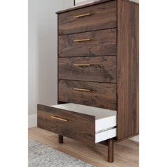 Chest of Drawers, 5 Drawers, Replicated Walnut Grain, Brown