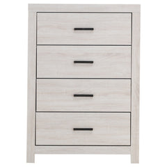Chest of Drawers, Engineered Wood, Laminate Veneer, Matte Dark Bronze Handles