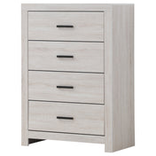 Chest of Drawers, Engineered Wood, Laminate Veneer, Matte Dark Bronze Handles