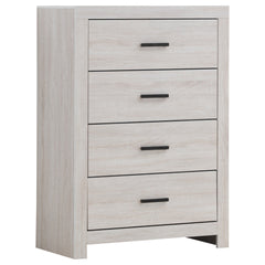 Chest of Drawers, Engineered Wood, Laminate Veneer, Matte Dark Bronze Handles