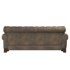 Chesterfield Sofa, Brown Microfiber, Button Tufted, Nailhead Trim, Pine Frame
