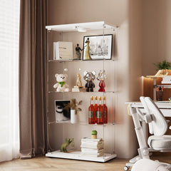 China Cabinet with 4 Glass Shelves in White