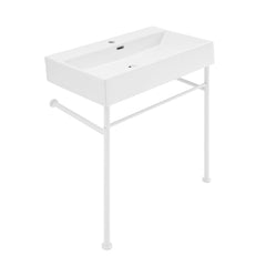 Claire Vessel Sink, Single Faucet Hole in White Ceramic