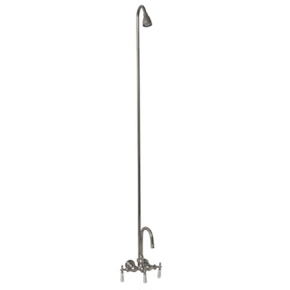 Clawfoot Tub Faucet, 3 Handle, Diverter, Brass, Polished Chrome