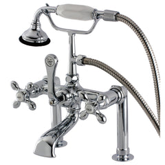 Clawfoot Tub Faucet, Aqua Vintage, Three Cross Handles in Polished Chrome
