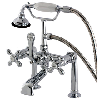 Clawfoot Tub Faucet, Aqua Vintage, Three Cross Handles in Polished Chrome