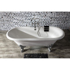 Clawfoot Tub Faucet, Aqua Vintage, Three Cross Handles in Polished Chrome
