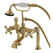 Clawfoot Tub Faucet, Aqua Vintage, Three-Handle 2-Hole in Polished Brass