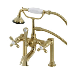 Clawfoot Tub Faucet, Aqua Vintage, Three-Handle in Brushed Brass