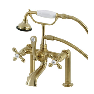 Clawfoot Tub Faucet, Aqua Vintage, Three-Handle in Brushed Brass