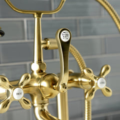 Clawfoot Tub Faucet, Aqua Vintage, Three-Handle in Brushed Brass