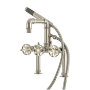 Clawfoot Tub Faucet, Belknap, Three-Handle with Hand Shower in Brushed Nickel