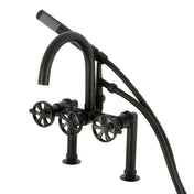 Clawfoot Tub Faucet, Belknap, Three-Handle with Hand Shower in Matte Black