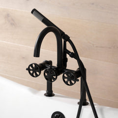Clawfoot Tub Faucet, Belknap, Three-Handle with Hand Shower in Matte Black