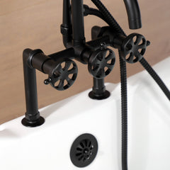 Clawfoot Tub Faucet, Belknap, Three-Handle with Hand Shower in Matte Black