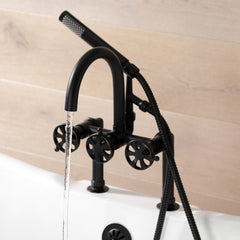 Clawfoot Tub Faucet, Belknap, Three-Handle with Hand Shower in Matte Black