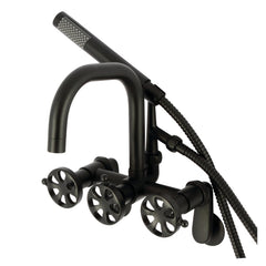 Clawfoot Tub Faucet, Belknap, Three-Handle with Hand Shower in Matte Black