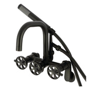 Clawfoot Tub Faucet, Belknap, Three-Handle with Hand Shower in Matte Black