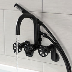 Clawfoot Tub Faucet, Belknap, Three-Handle with Hand Shower in Matte Black