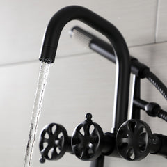 Clawfoot Tub Faucet, Belknap, Three-Handle with Hand Shower in Matte Black