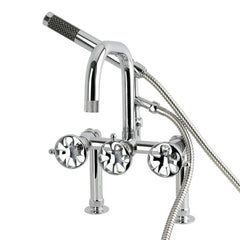 Clawfoot Tub Faucet, Belknap, Three-Handle with Hand Shower in Polished Chrome