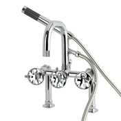 Clawfoot Tub Faucet, Belknap, Three-Handle with Hand Shower in Polished Chrome