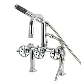 Clawfoot Tub Faucet, Belknap, Three-Handle with Hand Shower in Polished Chrome
