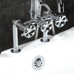 Clawfoot Tub Faucet, Belknap, Three-Handle with Hand Shower in Polished Chrome