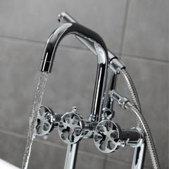 Clawfoot Tub Faucet, Belknap, Three-Handle with Hand Shower in Polished Chrome
