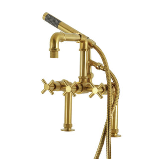 Clawfoot Tub Faucet, Concord, Three-Handle with Hand Shower in Brushed Brass