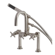 Clawfoot Tub Faucet, Concord, Three-Handle with Hand Shower in Brushed Nickel