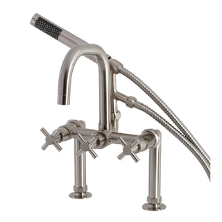 Clawfoot Tub Faucet, Concord, Three-Handle with Hand Shower in Brushed Nickel