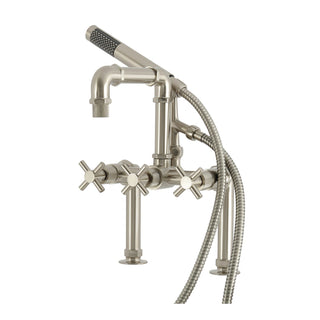 Clawfoot Tub Faucet, Concord, Three-Handle with Hand Shower in Brushed Nickel