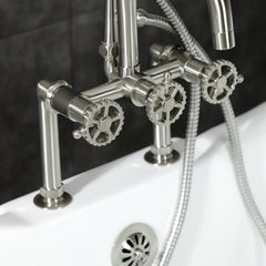 Clawfoot Tub Faucet, Fuller, Three-Handle with Hand Shower in Brushed Nickel