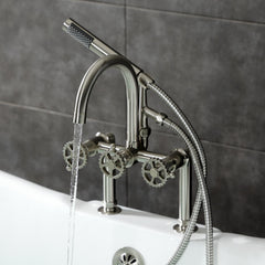 Clawfoot Tub Faucet, Fuller, Three-Handle with Hand Shower in Brushed Nickel