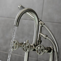 Clawfoot Tub Faucet, Fuller, Three-Handle with Hand Shower in Brushed Nickel