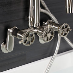 Clawfoot Tub Faucet, Fuller, Three-Handle with Hand Shower in Brushed Nickel