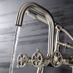 Clawfoot Tub Faucet, Fuller, Three-Handle with Hand Shower in Brushed Nickel