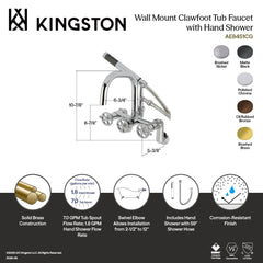 Clawfoot Tub Faucet, Fuller, Three-Handle with Hand Shower in Brushed Nickel